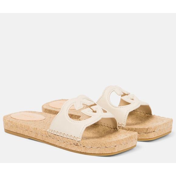 Gucci Shoes - Gucci Carlos Interlocking GG Cut Out Leather Espadrille Slides 39